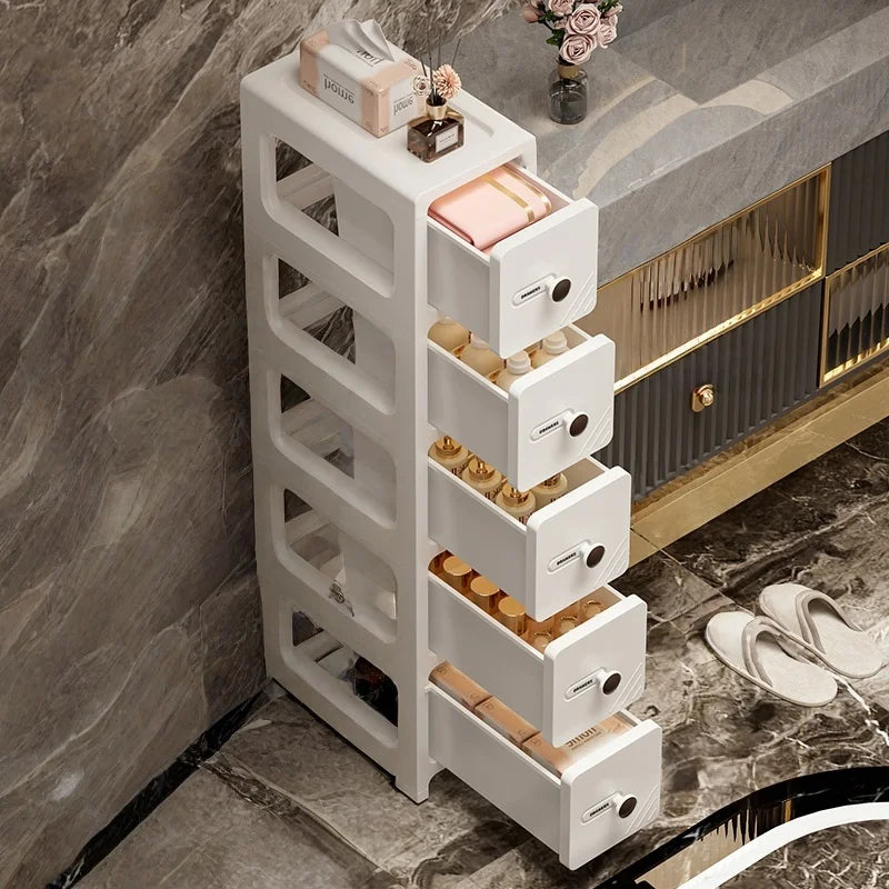 17 cm drawer-type slit storage cabinet, ultra-narrow slit cabinet for refrigerator, multi-layer storage rack for bathroom