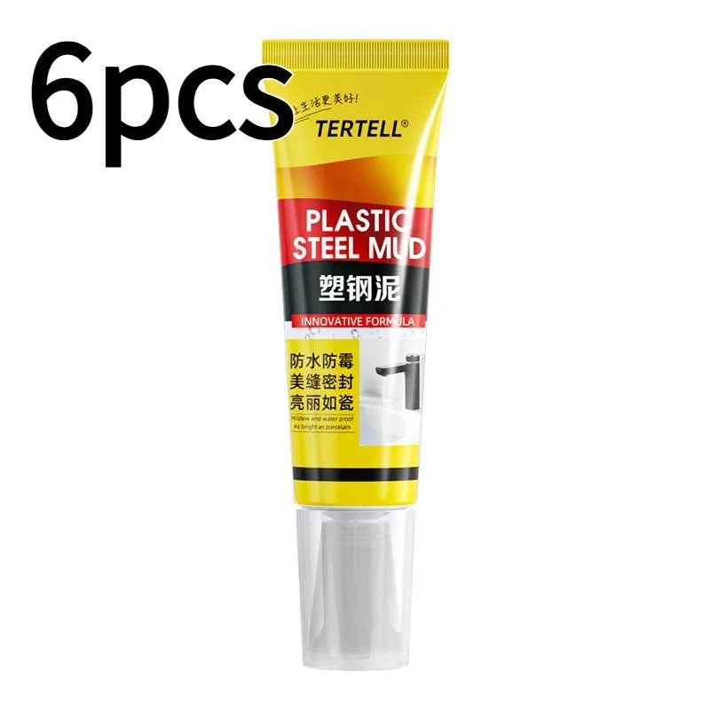 White Plastic Steel Mud Waterproof Glue Bathroom Toilet Waterproof and Mildew Proof Caulking Glue Sealing Kitchen Sink Dedicated