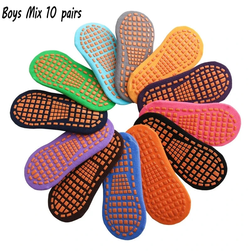 10 Pairs Kids Adults Anti-Slip Socks Parent-Child Trampoline Sock Cotton Children Socks Sports Boys Girls Outside Baby Socks (Copy)