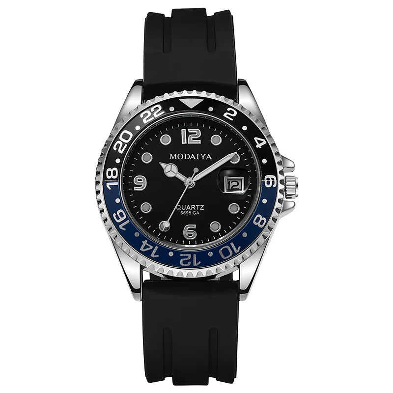 Fashion Men Business Watches Casual Silicone Band Calendar Quartz Watch Steel Wristwatch for Male Clock Reloj Hombre