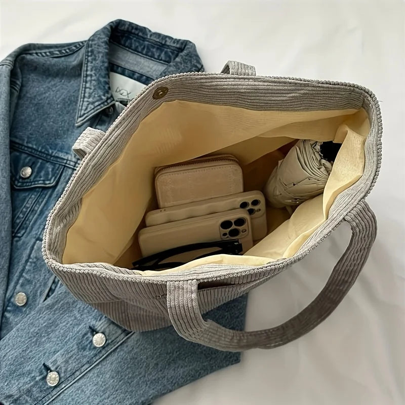 Women's Corduroy Shoulder Tote Bag, Casual Large Capacity Fashion Handbag for Going Out, Purses and Handbags Designer Bag