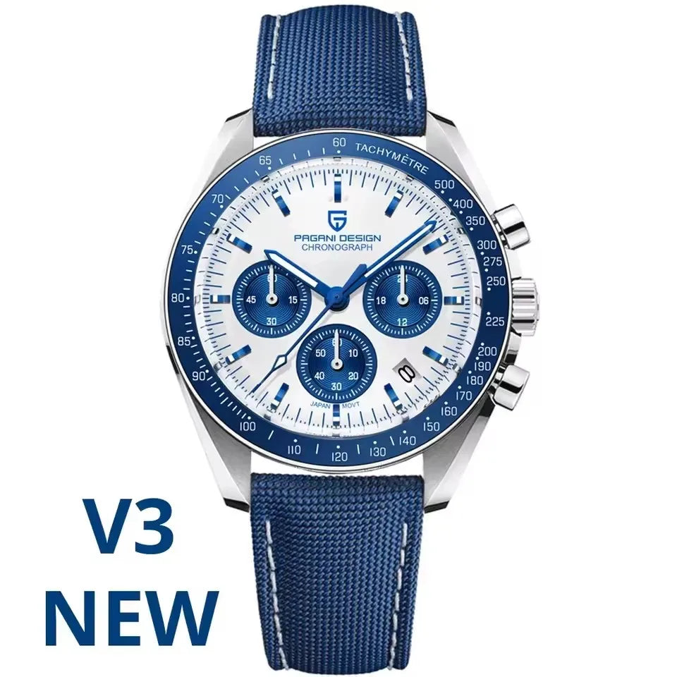 PAGANI DESIGN 2026 New Moon Men's Watches Luxury Quartz Watch For Men VK63 Chronograph AR Sapphire Mirror Ceramic Bezel Luminous