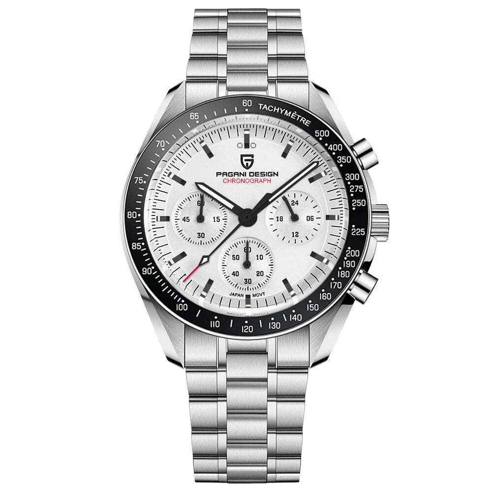 PAGANI DESIGN 2026 New Moon Men's Watches Luxury Quartz Watch For Men VK63 Chronograph AR Sapphire Mirror Ceramic Bezel Luminous