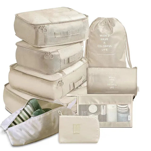 8/9PCS Set Packing Cubes For Travel Waterproof Clothes Underwear Shoes Toiletries Organizer Tidy Pouch Travel Storage Bag