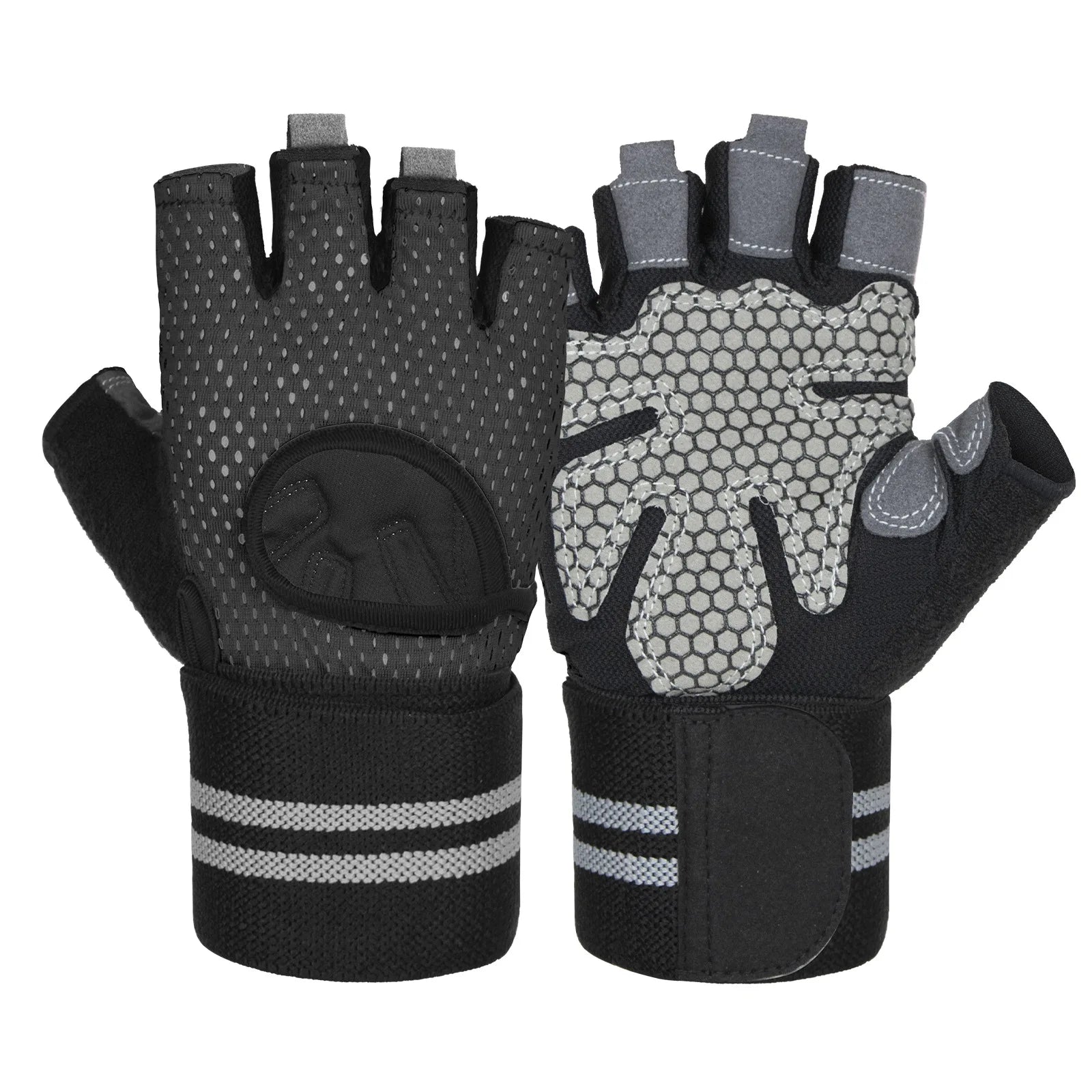 Anti Slip Shock Breathable Half Finger Gloves Breathable Cycling Gloves Fitness Gym Bodybuilding Crossfit Exercise Sports Gloves