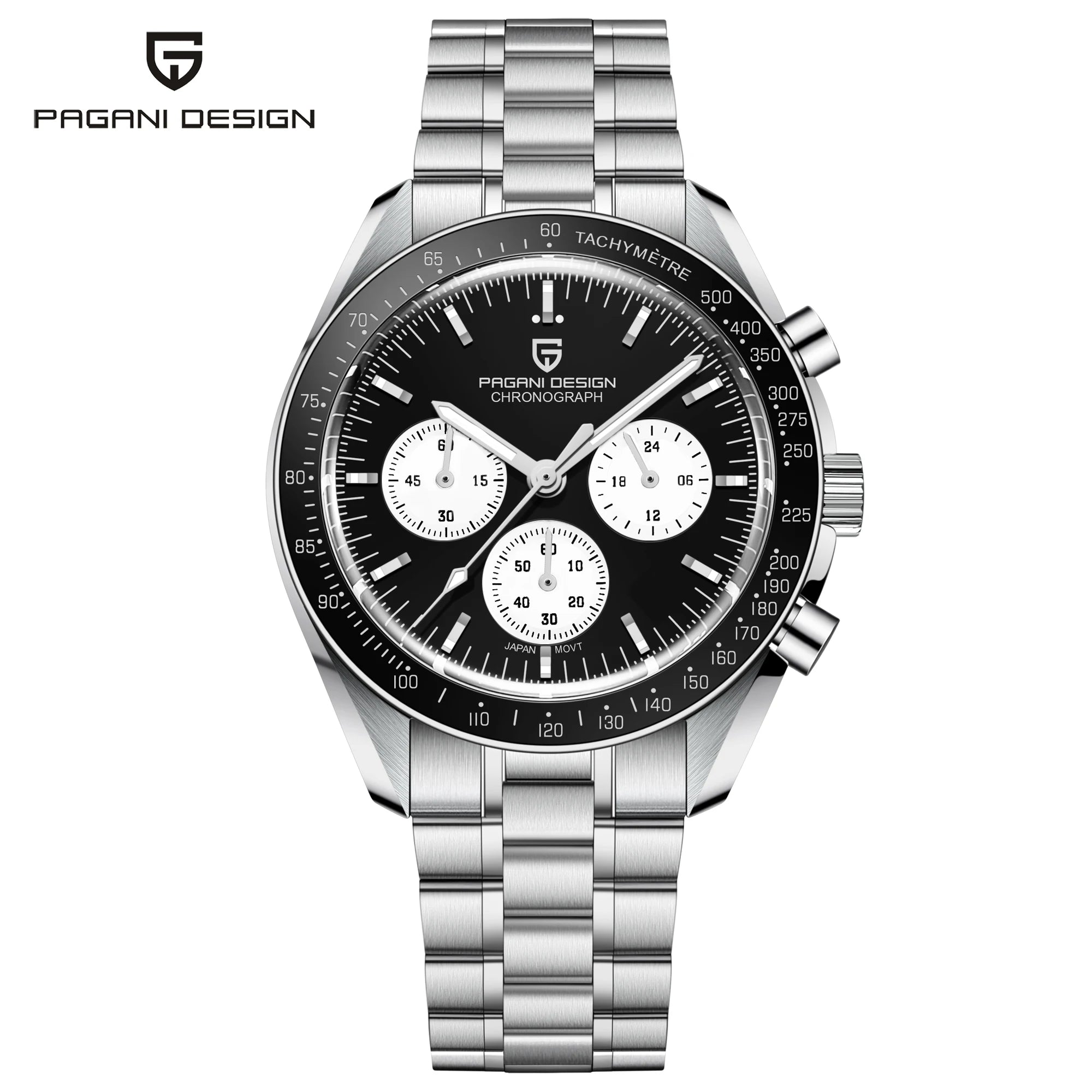 PAGANI DESIGN 2026 New Moon Men's Watches Luxury Quartz Watch For Men VK63 Chronograph AR Sapphire Mirror Ceramic Bezel Luminous